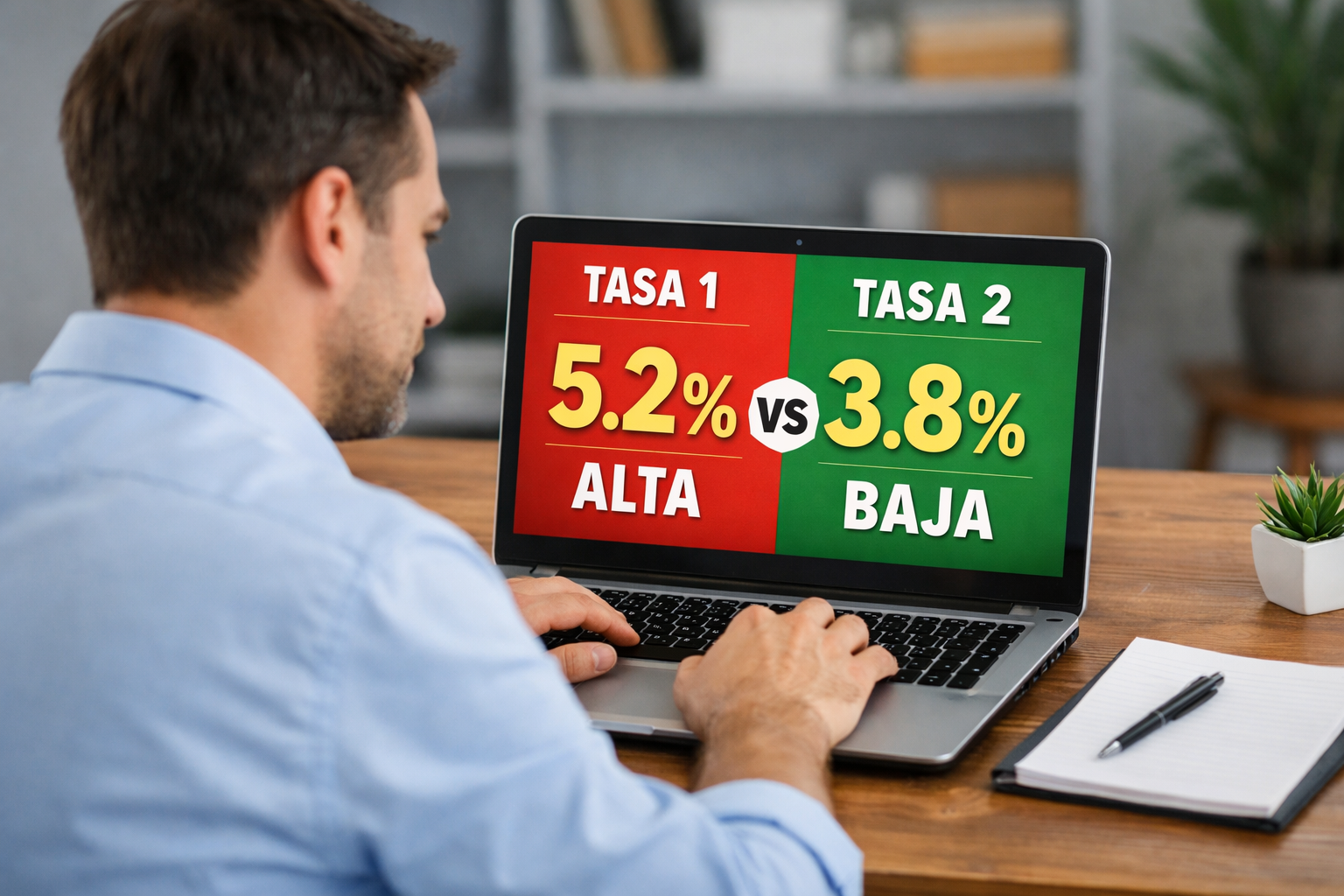 Hombre Comparando Tasas Inters
