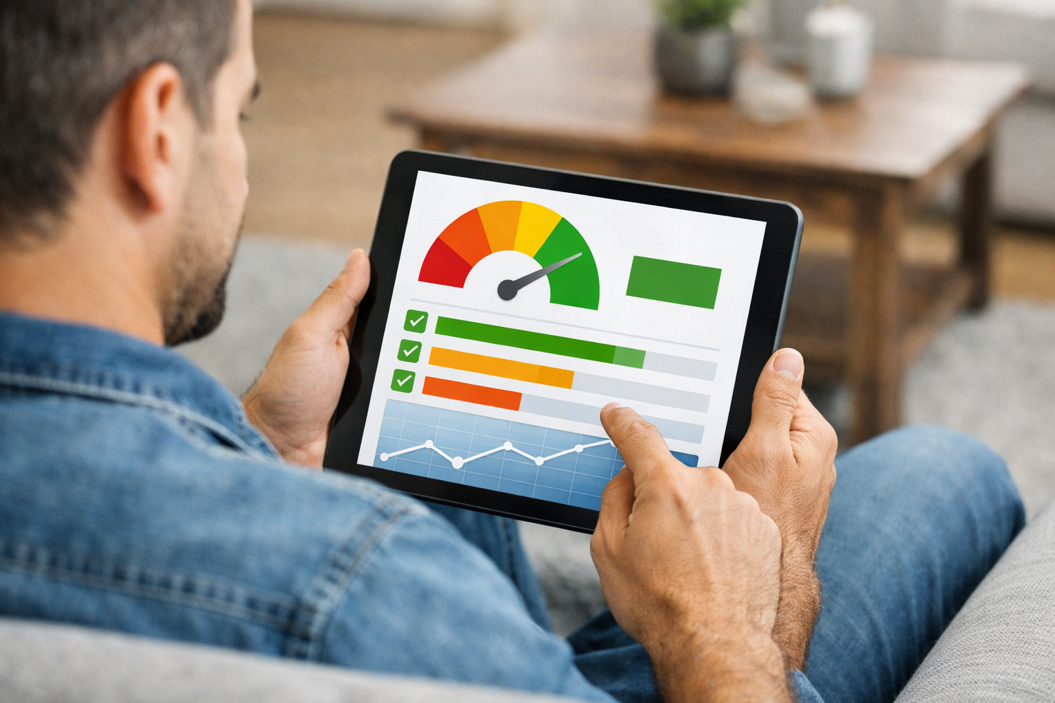 Hombre Viendo Historial Crediticio