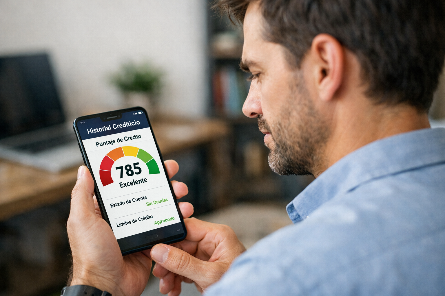 Man Viewing Credit History on Cellphone-1