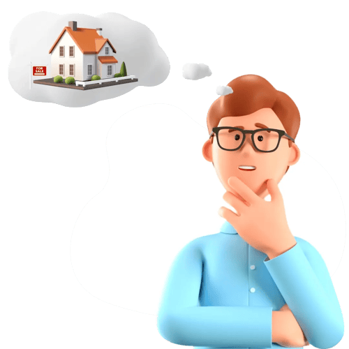 Compra fácil tu casa o departamento con nuestra ayuda | Avatar de Compra Fácil representando a un hombre pensando en cómo lograría obtener su propio hogar.