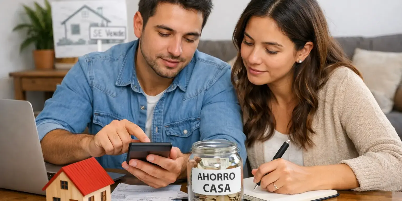 Pareja sacando cuentas de sus ahorros para comprar casa sin infonavit